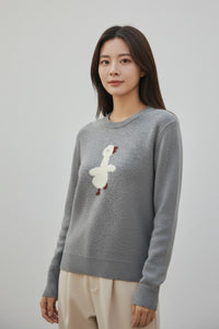Bird Embroidered Knit Sweater