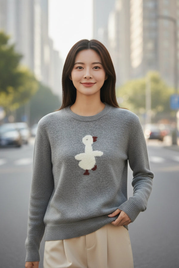 Bird Embroidered Knit Sweater