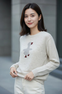Bird Embroidered Knit Sweater