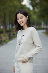 Bird Embroidered Knit Sweater