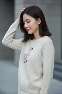 Bird Embroidered Knit Sweater