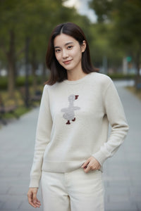 Bird Embroidered Knit Sweater