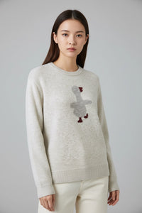 Bird Embroidered Knit Sweater