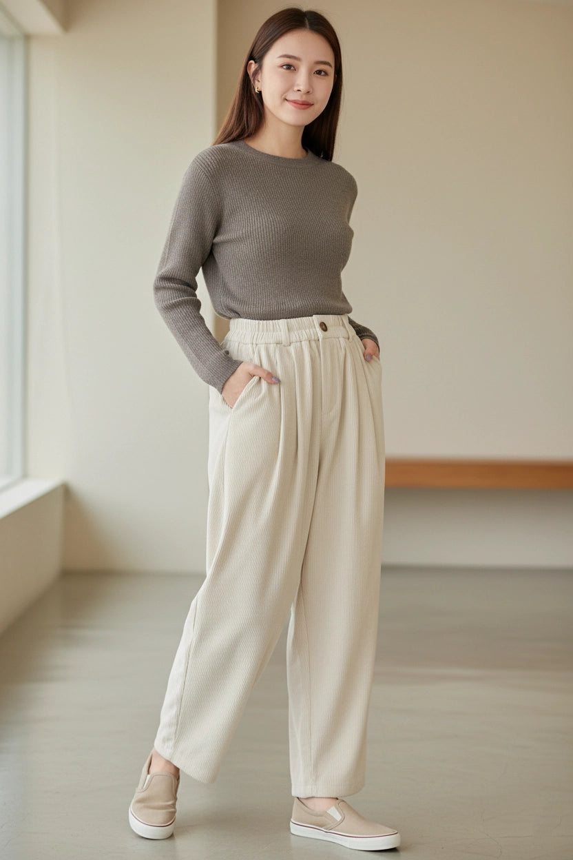 Corduroy Loose-Fit Pants