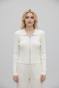 Double Zip-Up Knit Cardigan