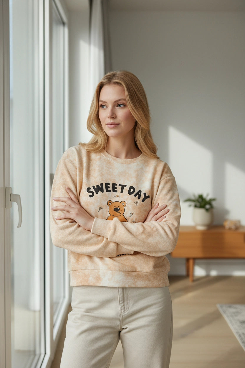 Bear Print Long Sleeve Sweatshirt