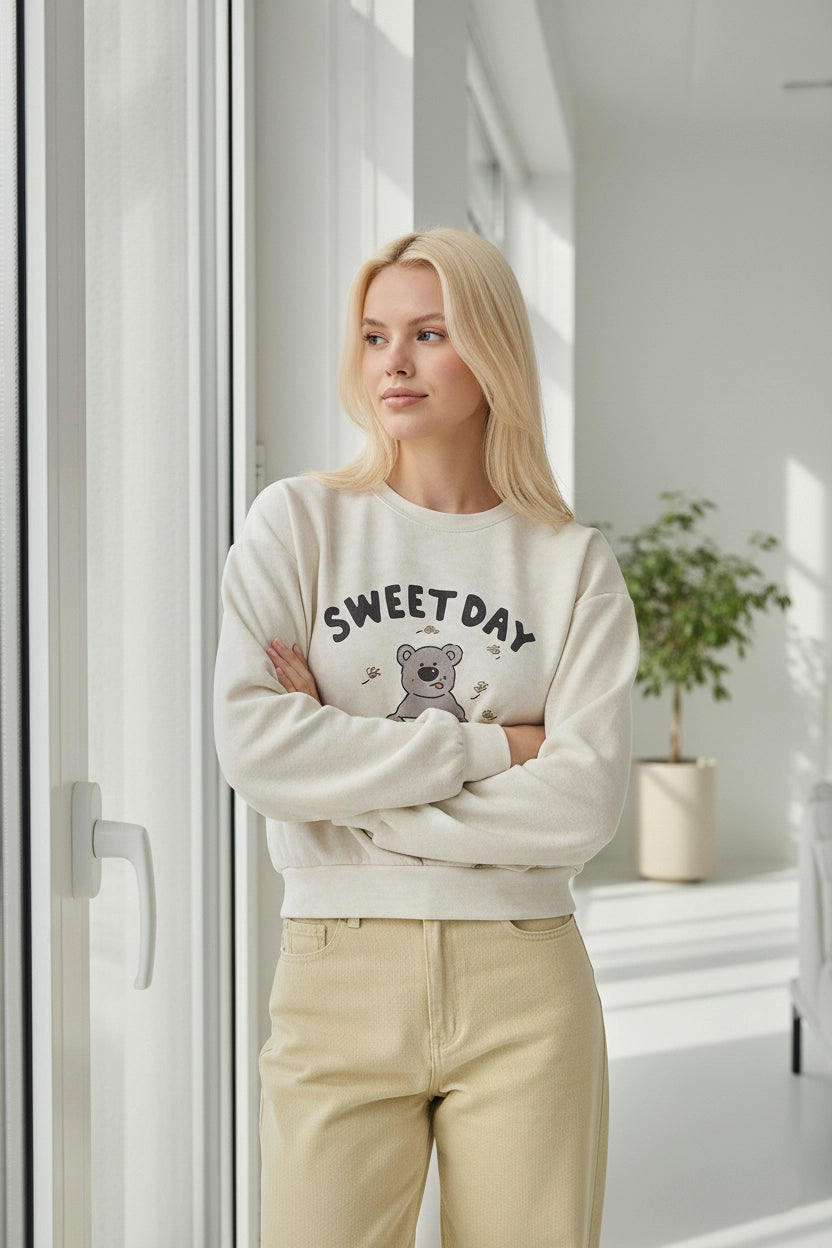 Bear Print Long Sleeve Sweatshirt