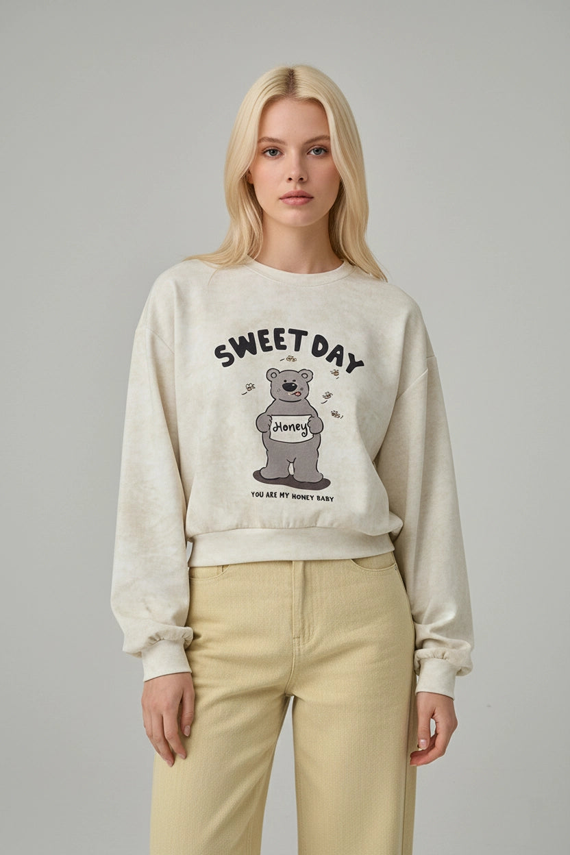 Bear Print Long Sleeve Sweatshirt