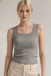 U-Neck Cotton Ribbed Camisole Tank