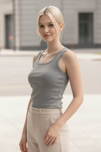 U-Neck Cotton Ribbed Camisole Tank