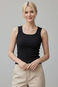 U-Neck Cotton Ribbed Camisole Tank