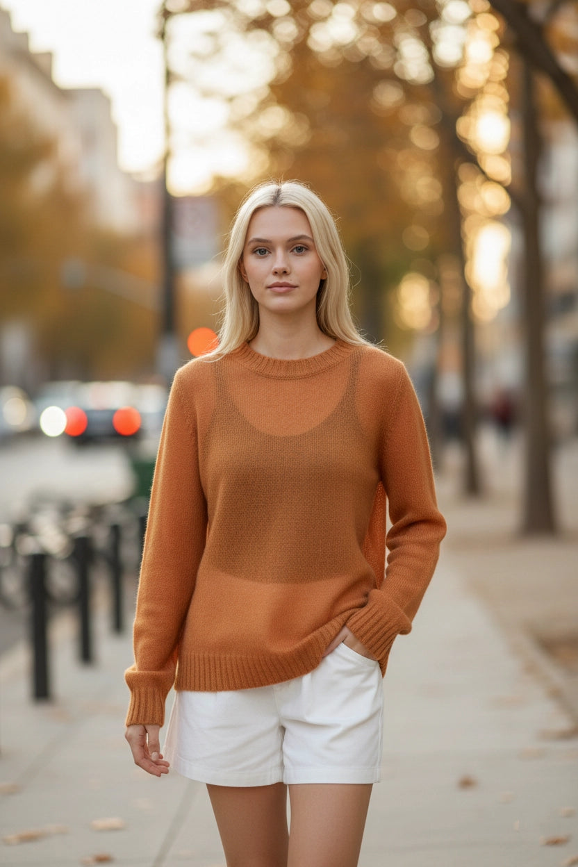 Round-Neck Knit Sweater