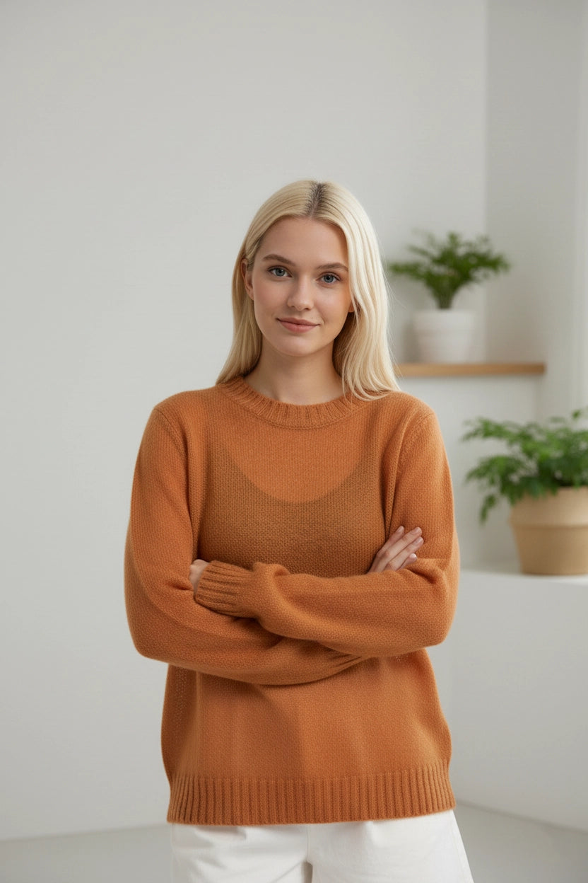 Round-Neck Knit Sweater