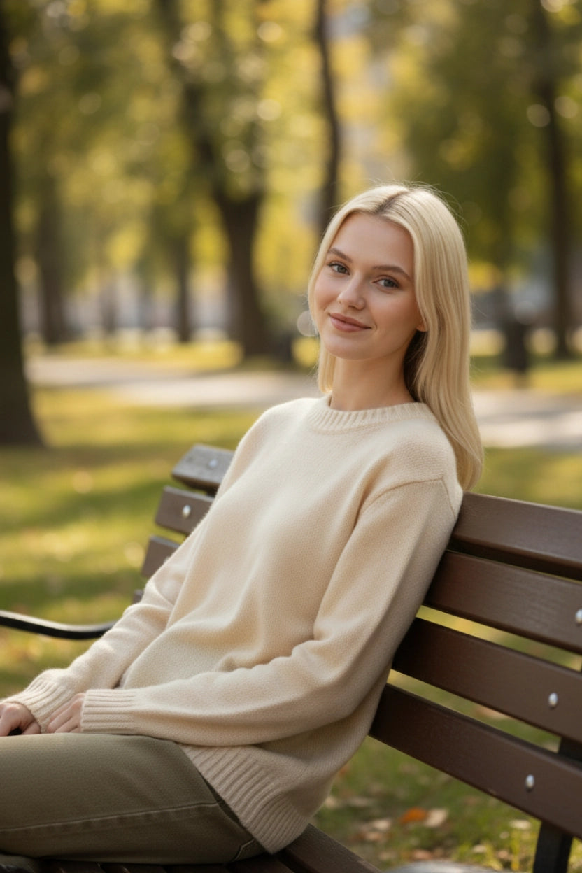 Round-Neck Knit Sweater