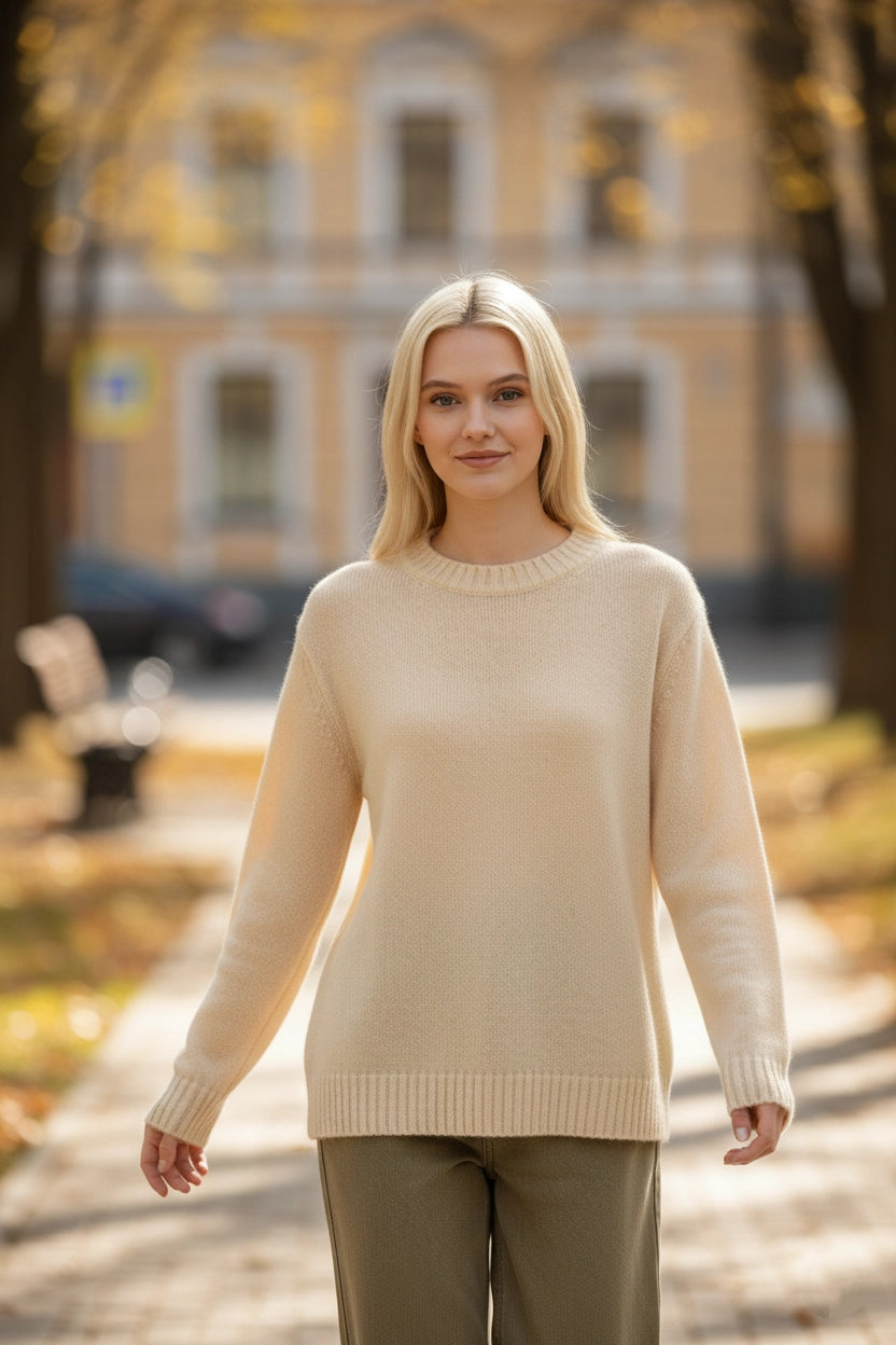 Round-Neck Knit Sweater