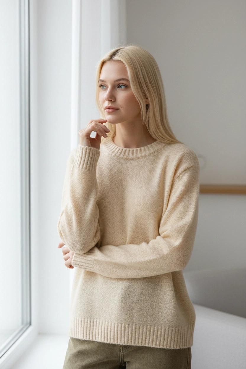 Round-Neck Knit Sweater