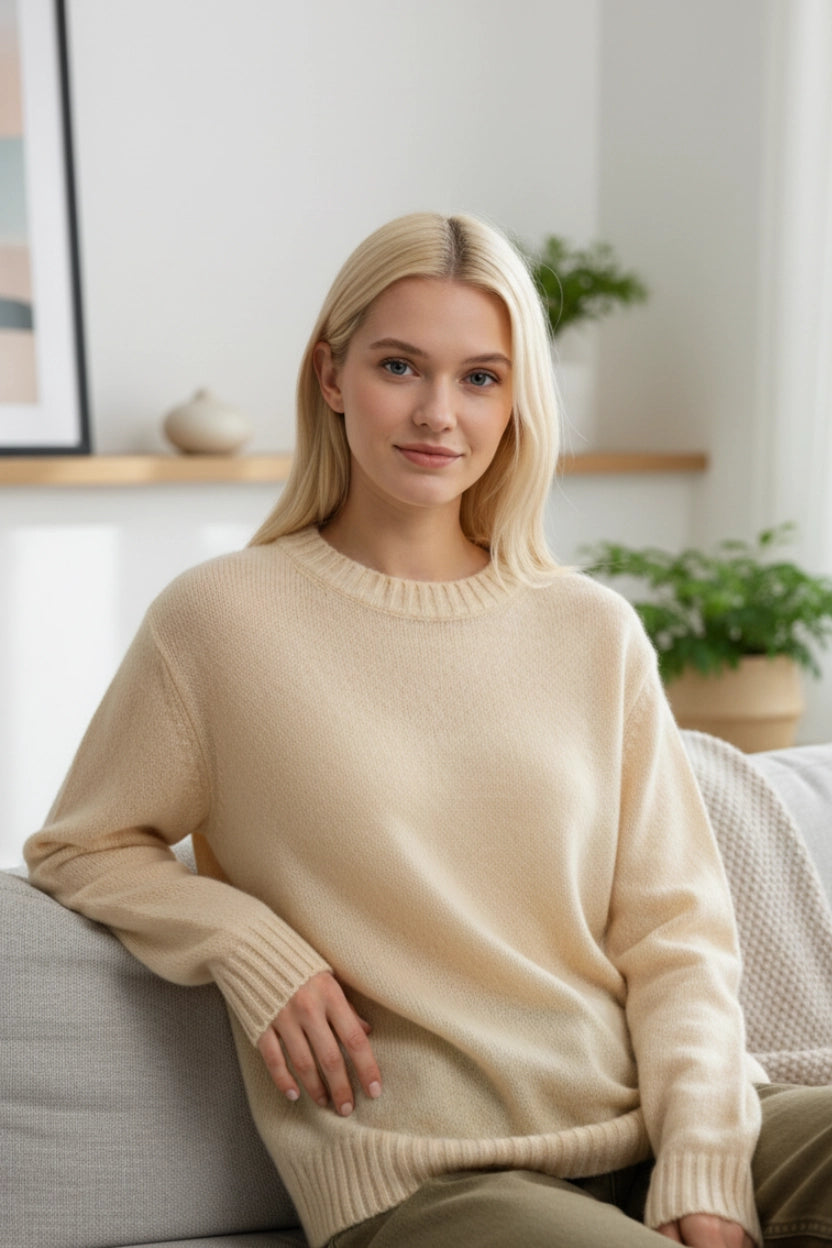 Round-Neck Knit Sweater