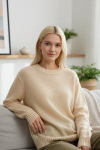 Round-Neck Knit Sweater