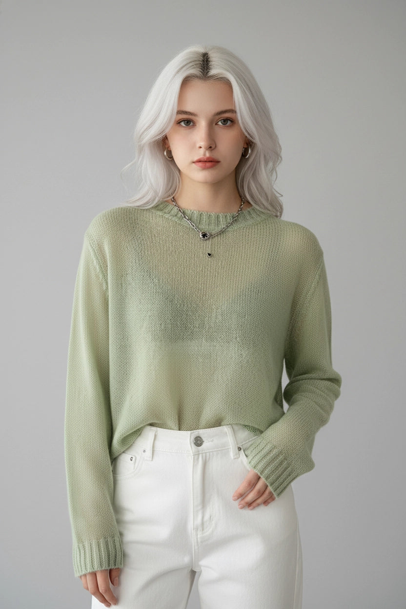 Round-Neck Knit Sweater