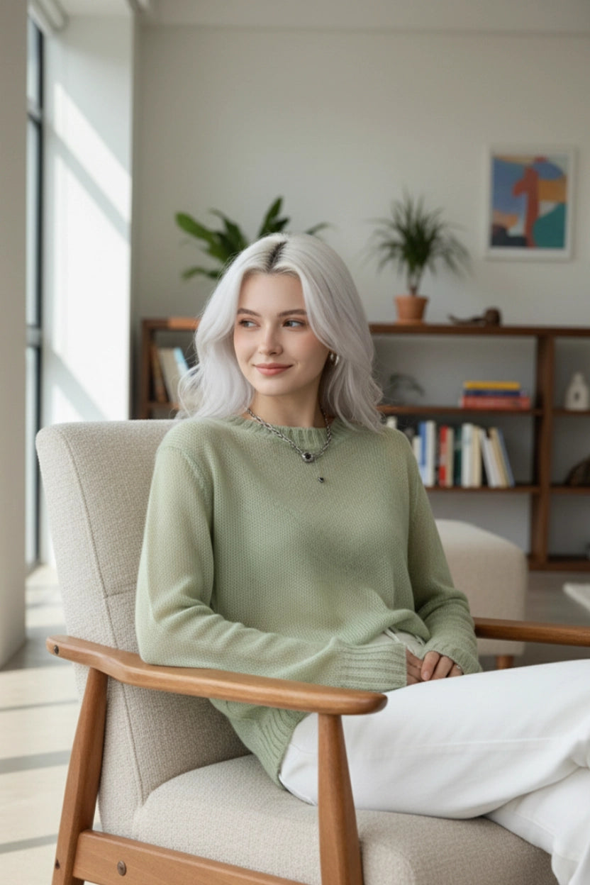 Round-Neck Knit Sweater