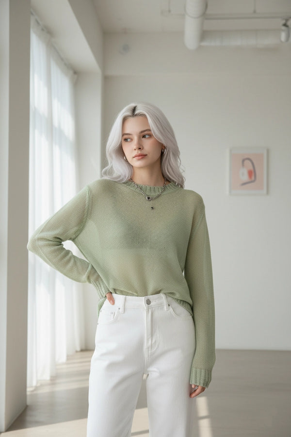 Round-Neck Knit Sweater