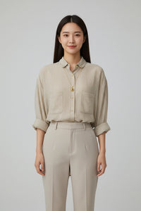 Loose-Fitting Blue Striped Shirt