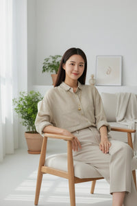 Loose-Fitting Blue Striped Shirt