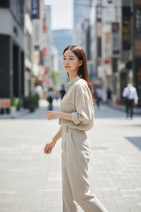 Loose-Fitting Blue Striped Shirt