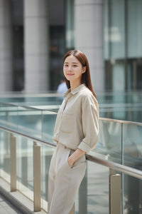 Loose-Fitting Blue Striped Shirt