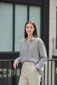 Loose-Fitting Blue Striped Shirt