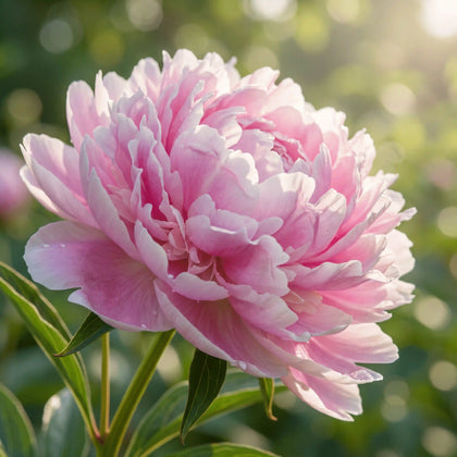 Pink peony symbolizing another year of everyday companionship with a beloved pet