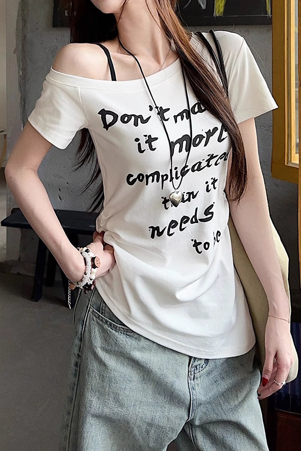 Off-Shoulder Asymmetrical T-Shirt