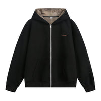 Men’s Houndstooth Contrast Zip-Up Hoodie