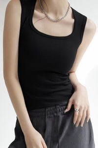 Women’s U-Neck Cotton Ribbed Camisole Tank – Soft, Breathable & Flattering