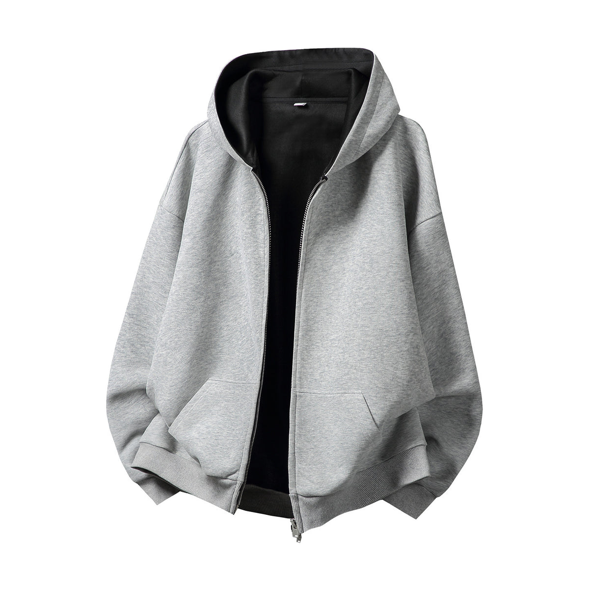 Contrast-Color Zip-Up Hoodie
