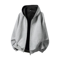 Contrast-Color Zip-Up Hoodie