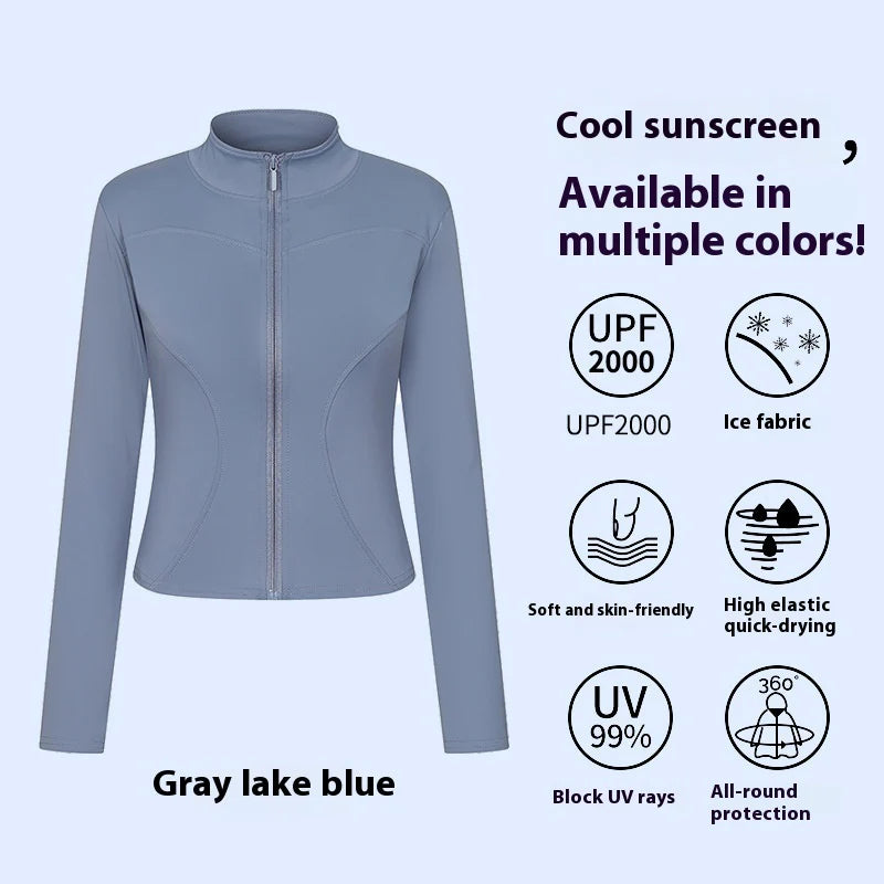 Women's UV Protection Yoga Jacket – Cooling, Stretch Fit, Long Sleeve Workout Layer