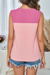 Round-Neck Multicolor Sleeveless Top