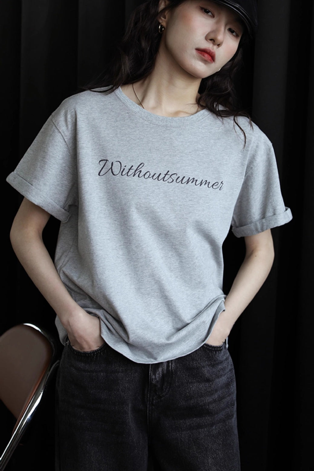 Letter Print Cotton T-Shirt