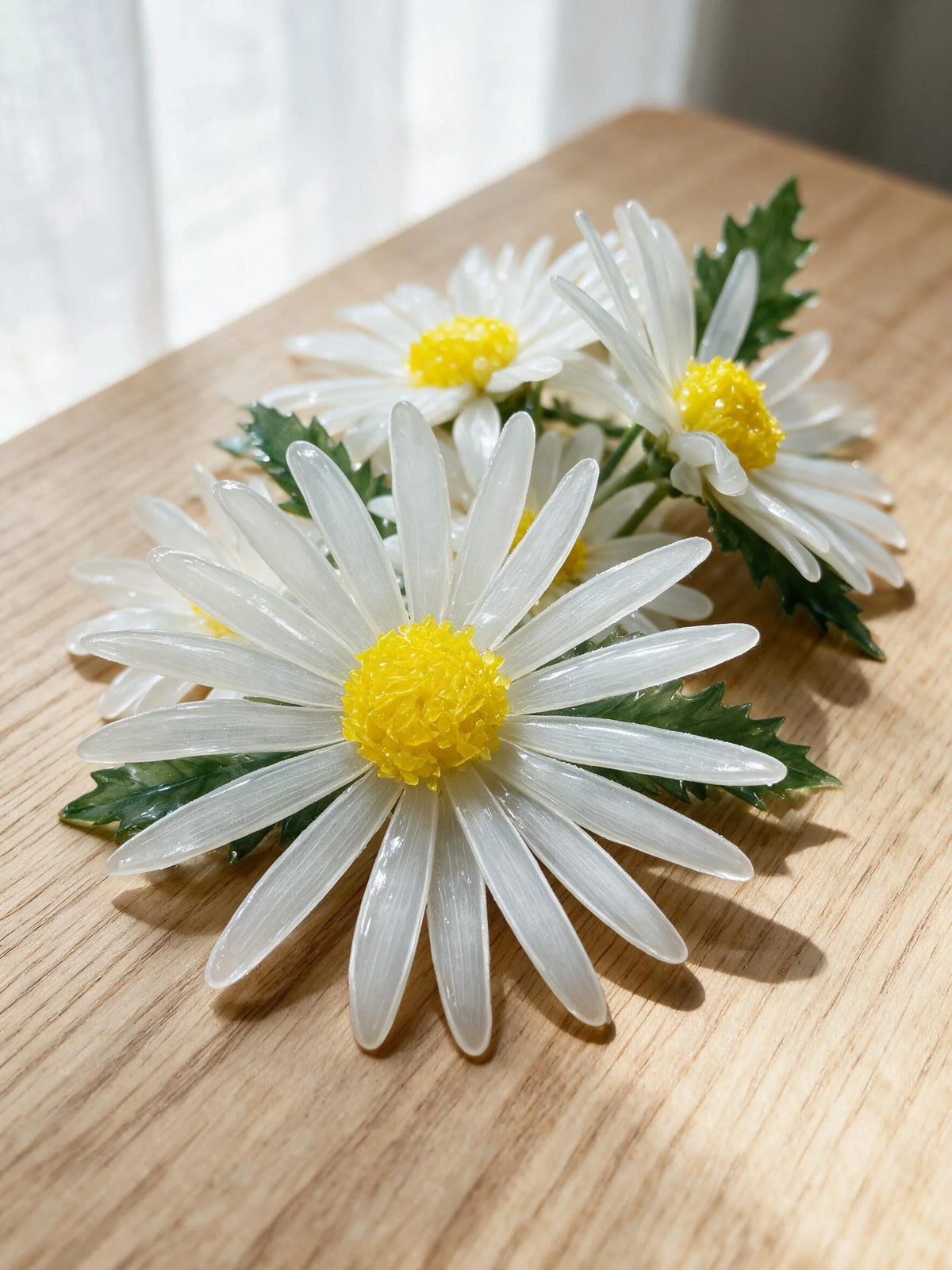 Handmade daisy flowers for a personalized pet celebration shadow box