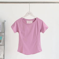 Women’s High-Stretch Yoga Short-Sleeved Sports T-Shirt – Breathable Mesh Back Design