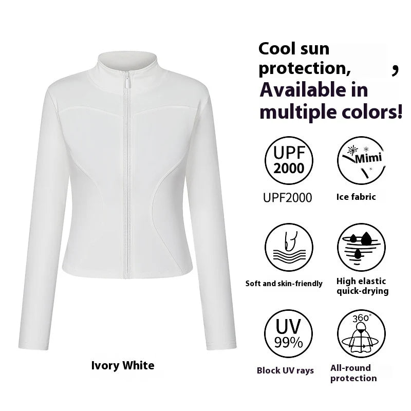 Women's UV Protection Yoga Jacket – Cooling, Stretch Fit, Long Sleeve Workout Layer