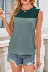 Round-Neck Multicolor Sleeveless Top