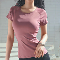 Quick Dry Fitness Short Sleeves with Breathable Back Design – Lightweight & Stylish Activewear