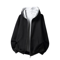 Contrast-Color Zip-Up Hoodie