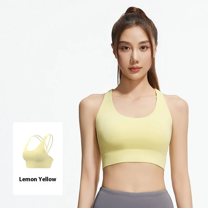 Women’s Mesh Cross-Back Shockproof Sports Bra – Supportive & Breathable Active Top