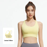 Women’s Mesh Cross-Back Shockproof Sports Bra – Supportive & Breathable Active Top