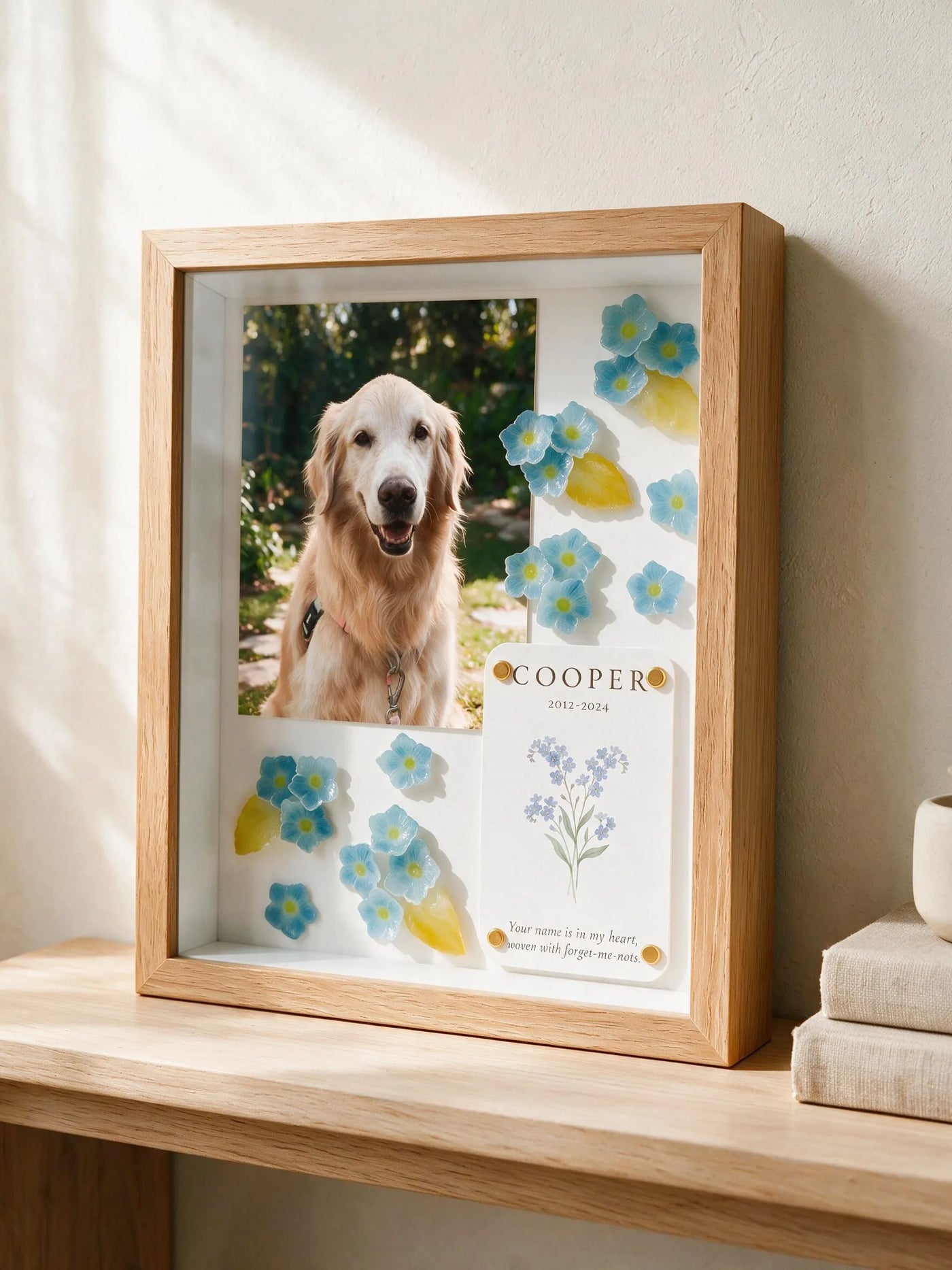 1. Personalized pet memorial shadow box prepared as a sympathy gift
